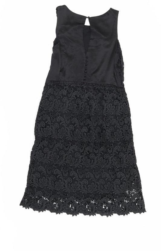 Mint Velvet Women's Black Floral Lace Shift Dress 14