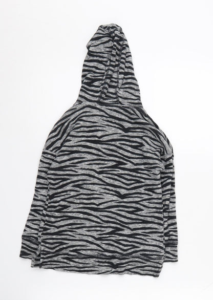 Next Girls Grey Zebra Print Hoodie - Size 5 Years
