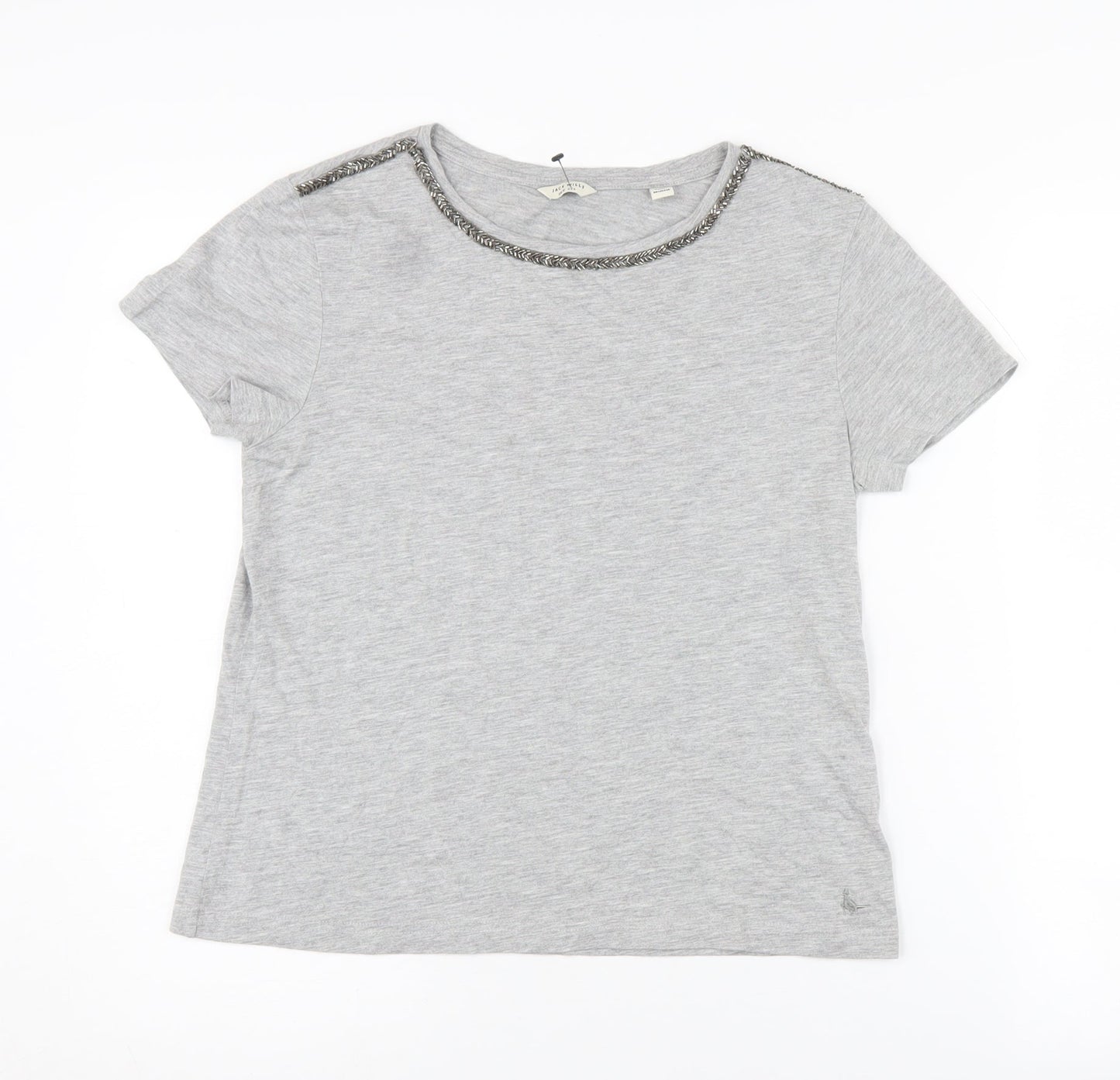 Jack Wills Women's Grey Short Sleeve T-Shirt Size 10