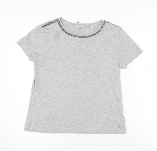 Jack Wills Women's Grey Short Sleeve T-Shirt Size 10