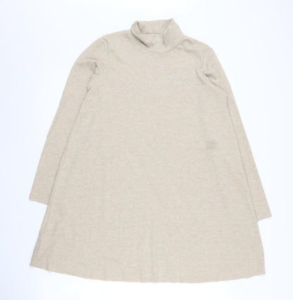 MNG Girls Beige Shift Dress, High Neck, Long Sleeve, 11-12Y
