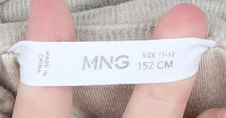 MNG Girls Beige Shift Dress, High Neck, Long Sleeve, 11-12Y