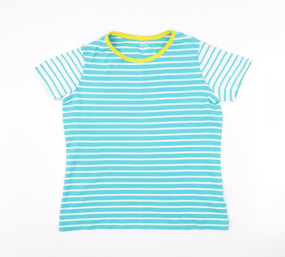 Lands' End Women's Blue Striped Ringer T-Shirt M