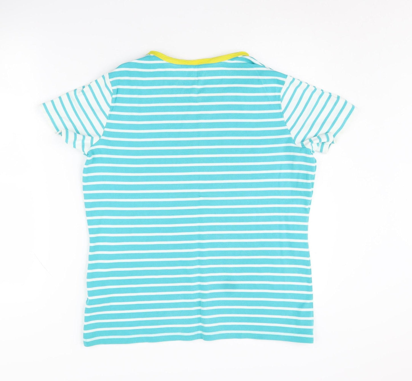 Lands' End Women's Blue Striped Ringer T-Shirt M