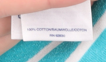 Lands' End Women's Blue Striped Ringer T-Shirt M