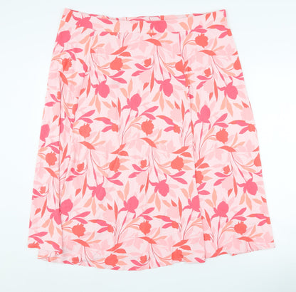 Marks and Spencer Women's Pink Floral A-Line Skirt
