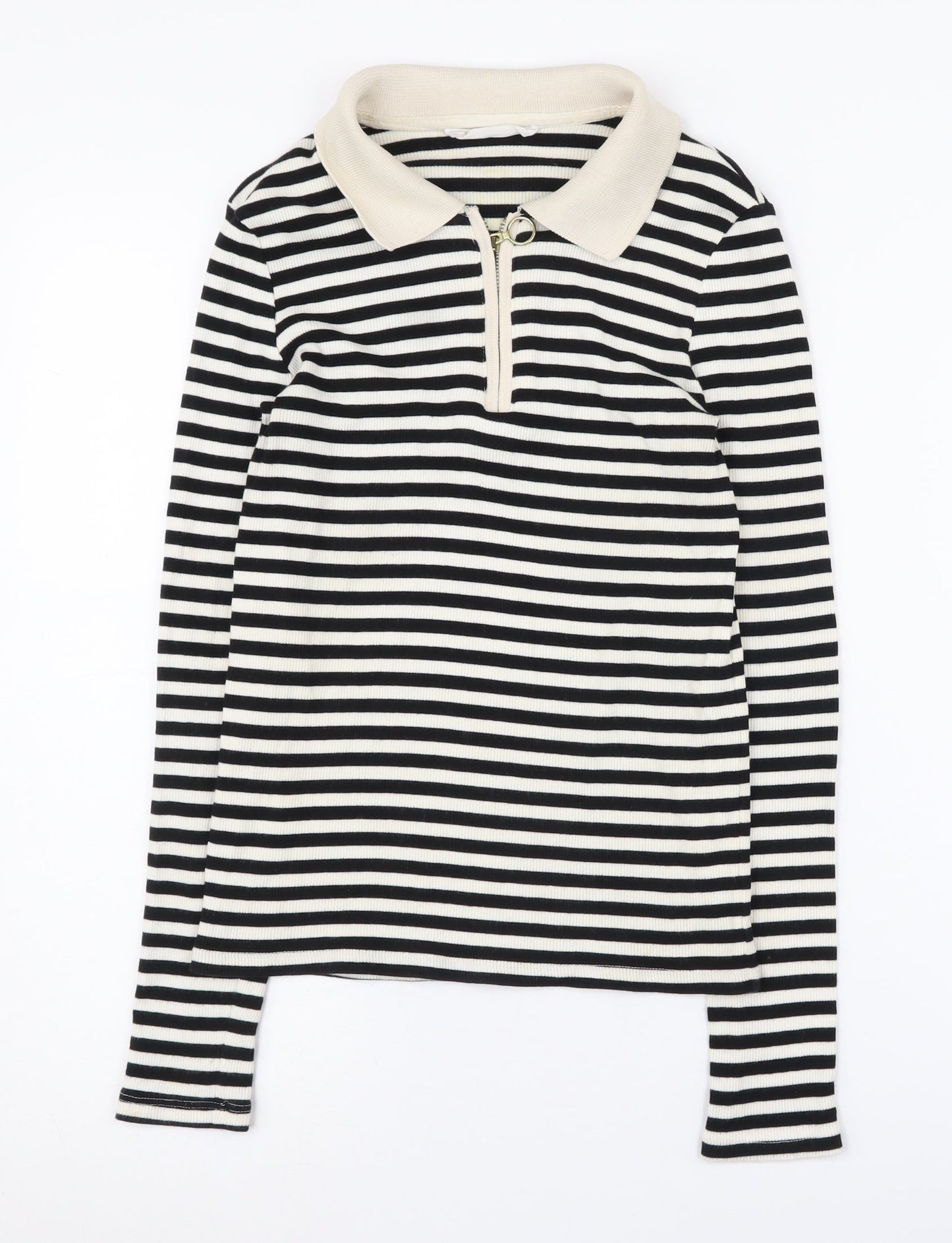 Womens UK Size 2 MNG Black Full Zip Jumper