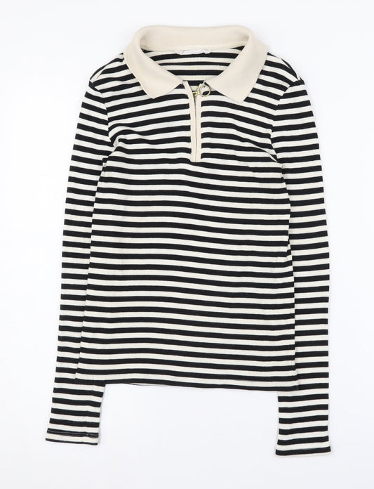 Womens UK Size 2 MNG Black Full Zip Jumper