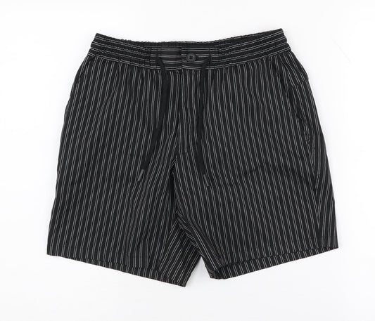Topman Men's Black Striped Shorts, Size 28, Casual Summer Wear