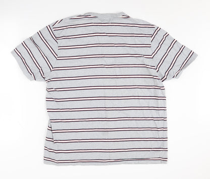 Marks and Spencer Grey Striped Men's T-Shirt L