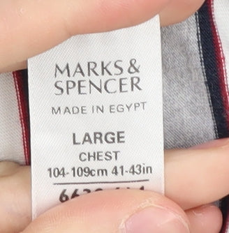 Marks and Spencer Grey Striped Men's T-Shirt L