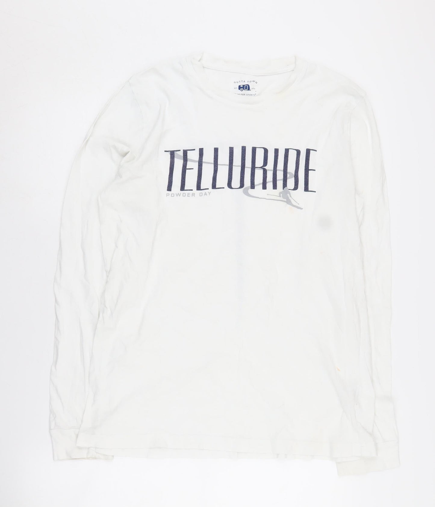 Outta Town Men's White Graphic Long Sleeve T-Shirt S