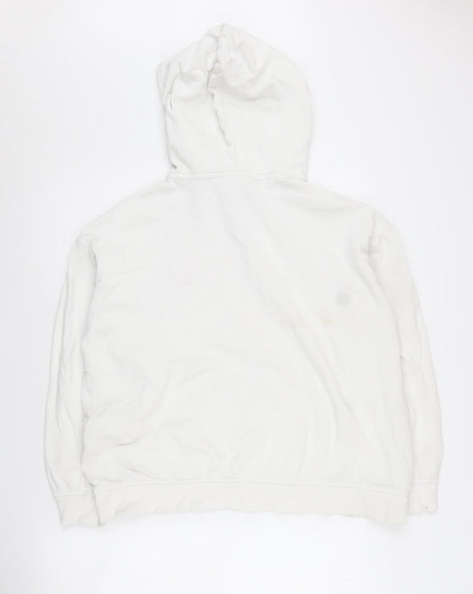 H&M Women's White Embroidered Pullover Hoodie M
