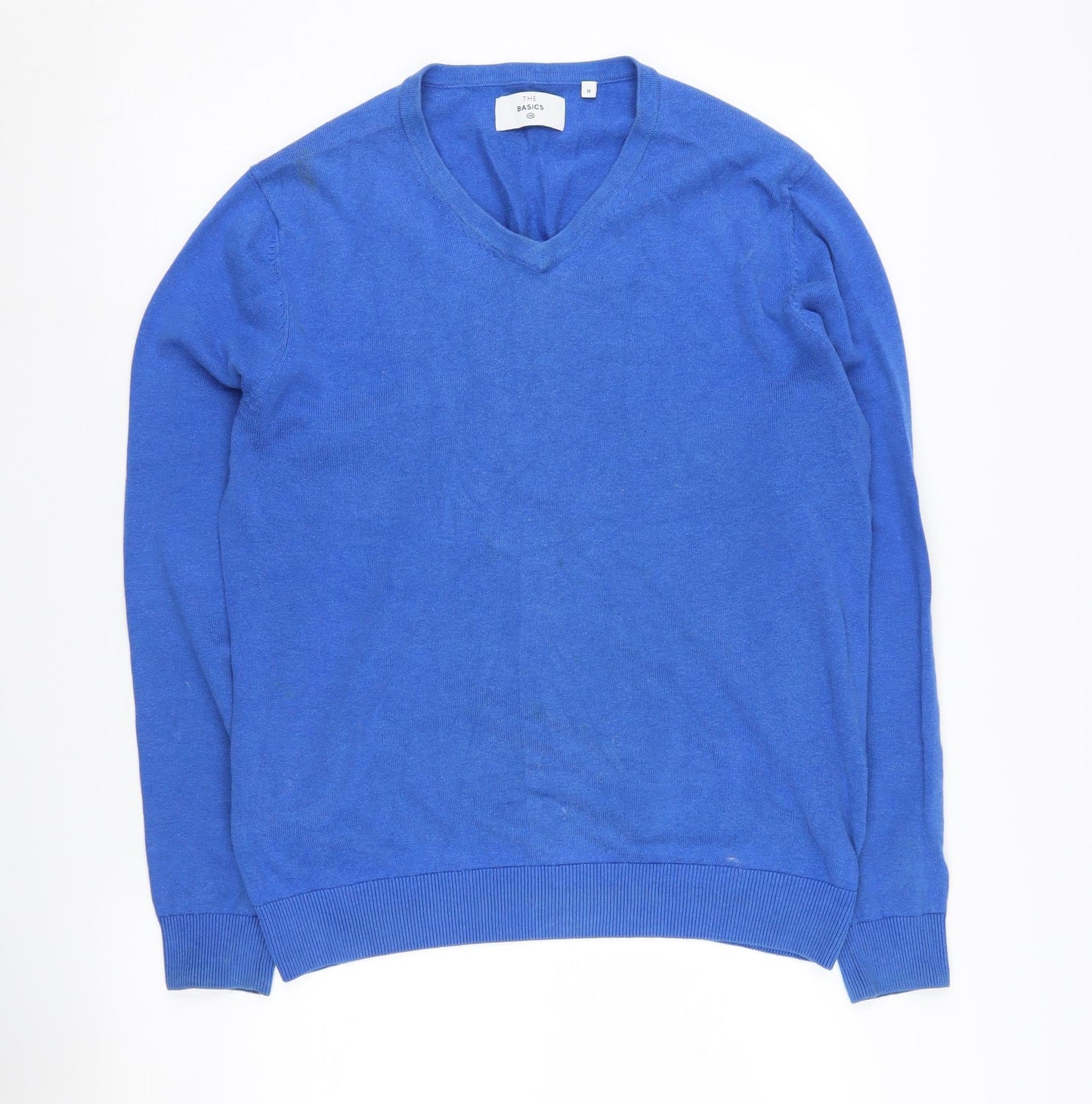 C&A Men's Blue V-Neck Cotton Pullover Jumper M