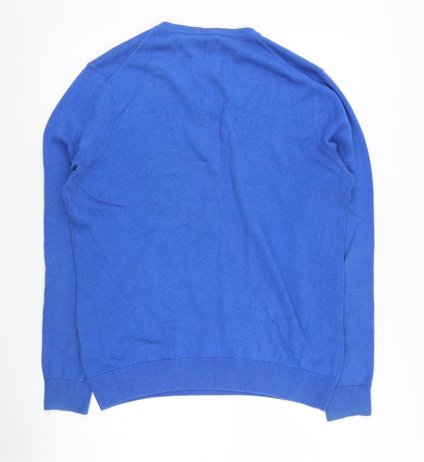 C&A Men's Blue V-Neck Cotton Pullover Jumper M