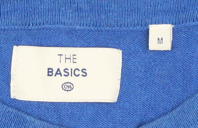 C&A Men's Blue V-Neck Cotton Pullover Jumper M