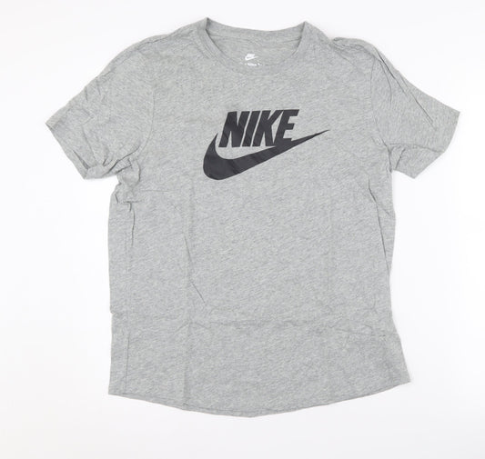 Nike Men's Grey Cotton T-Shirt M Lightweight Logo Tee