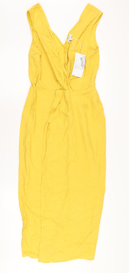 Warehouse Women's Yellow Sleeveless Viscose Dress
