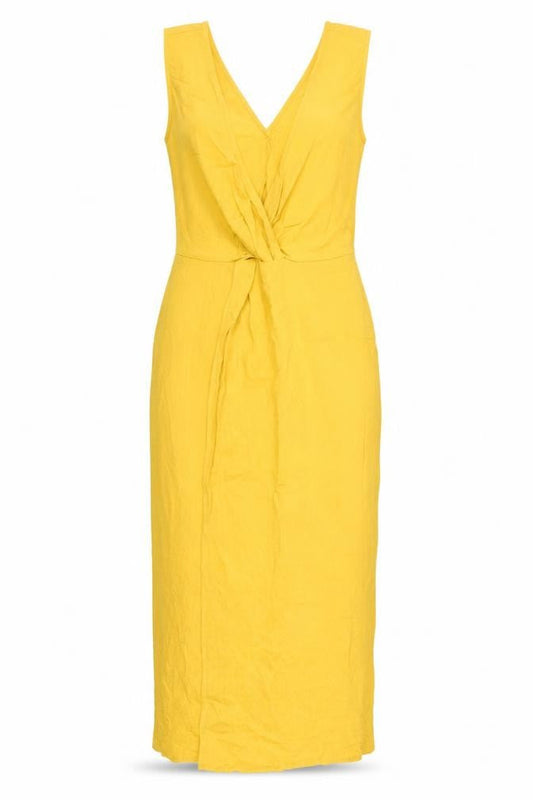 Warehouse Women's Yellow Sleeveless Viscose Dress