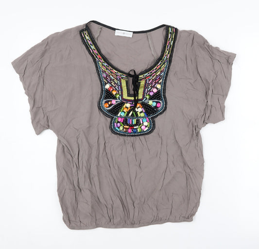 Womens UK Size 1 Cache Cache Grey Tunic Blouse