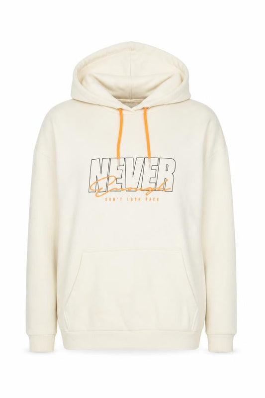 Front view of ASOS Women’s Ivory Pullover Hoodie, S, Hooded Graphic