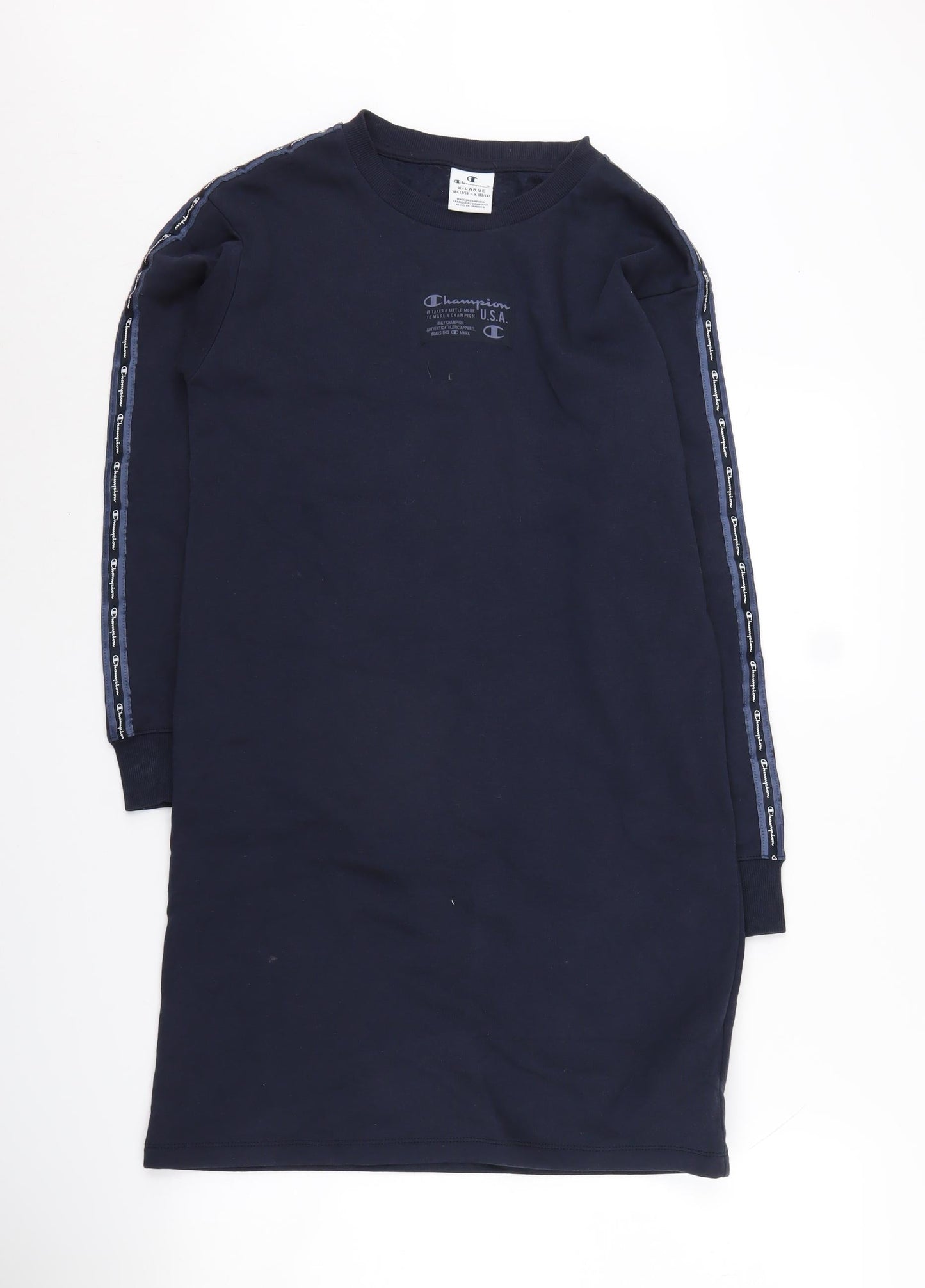 Champion Girls Blue Dress XL Long Sleeve Logo Accent