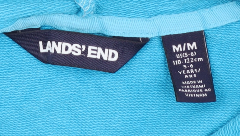 Lands' End Girls Blue Hoodie - Full Zip, Size 5-6 Years
