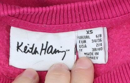 Keith Haring Women's Pink Love Graphic Sweatshirt XS