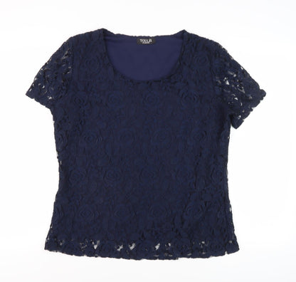 Touch Collection Women's Blue Lace Top - Size M