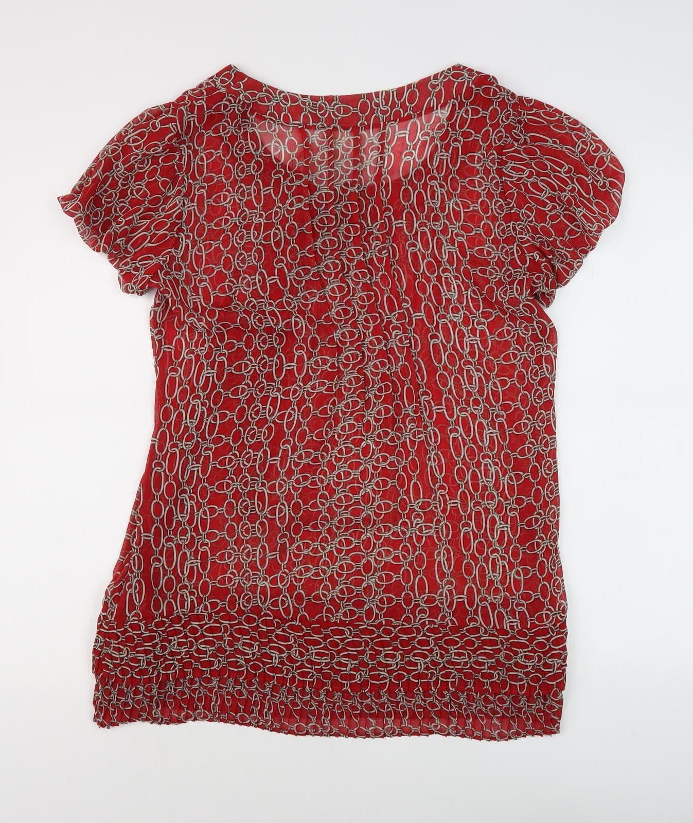 With Love Nancy Women's Red Geometric Blouse Size 12