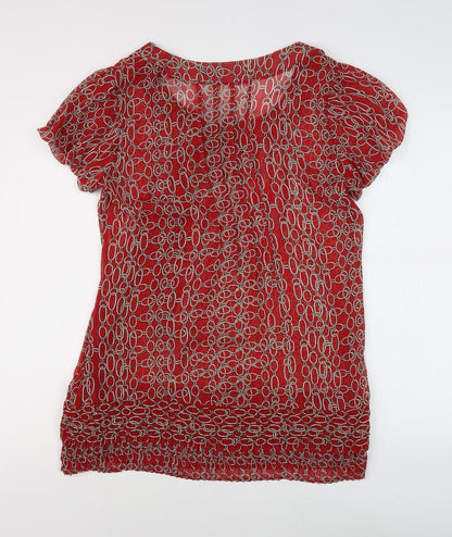 With Love Nancy Women's Red Geometric Blouse Size 12