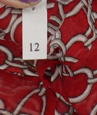 With Love Nancy Women's Red Geometric Blouse Size 12