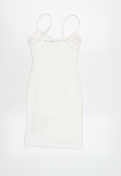 Bershka Women's White Bodycon Mini Dress XS
