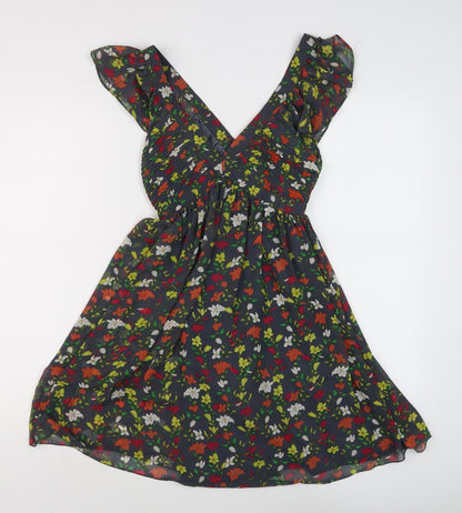 Lipsy Women's Multicoloured A-Line V-Neck Dress Size 8