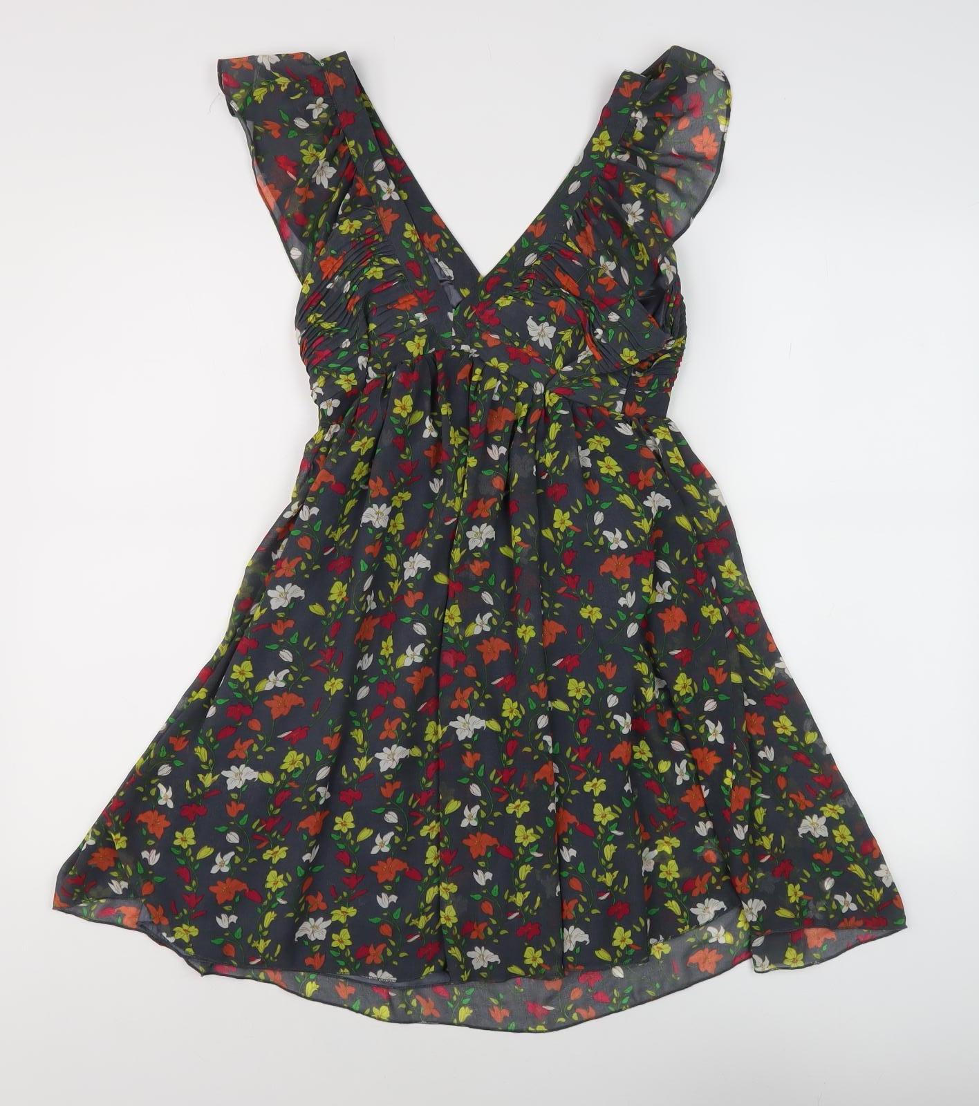 Lipsy Women's Multicoloured A-Line V-Neck Dress Size 8