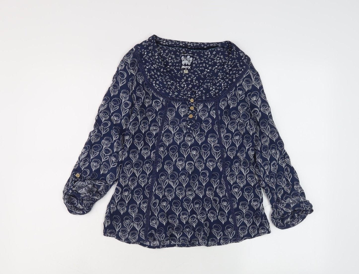 Womens UK Size 8 Mantaray Blue Tunic Blouse