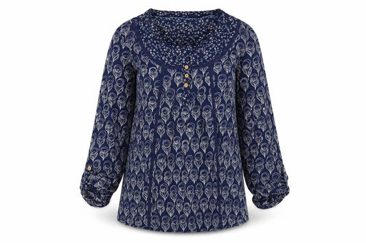 Womens UK Size 8 Mantaray Blue Tunic Blouse