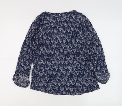 Womens UK Size 8 Mantaray Blue Tunic Blouse