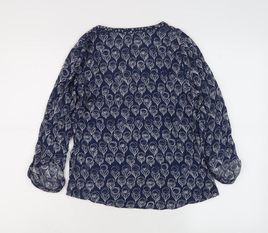 Mantaray Women's Blue Floral Tunic Blouse, Size 8