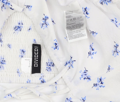 H&M Divided Women's White Floral A-Line Dress, Size 12
