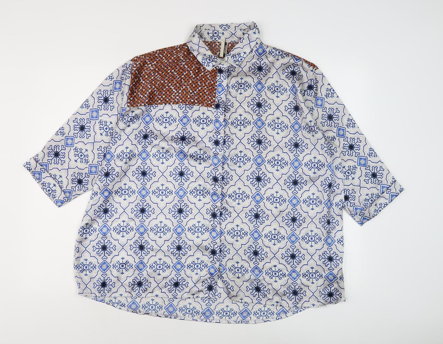 Womens UK Size 10 Topshop Blue Basic Button-Up
