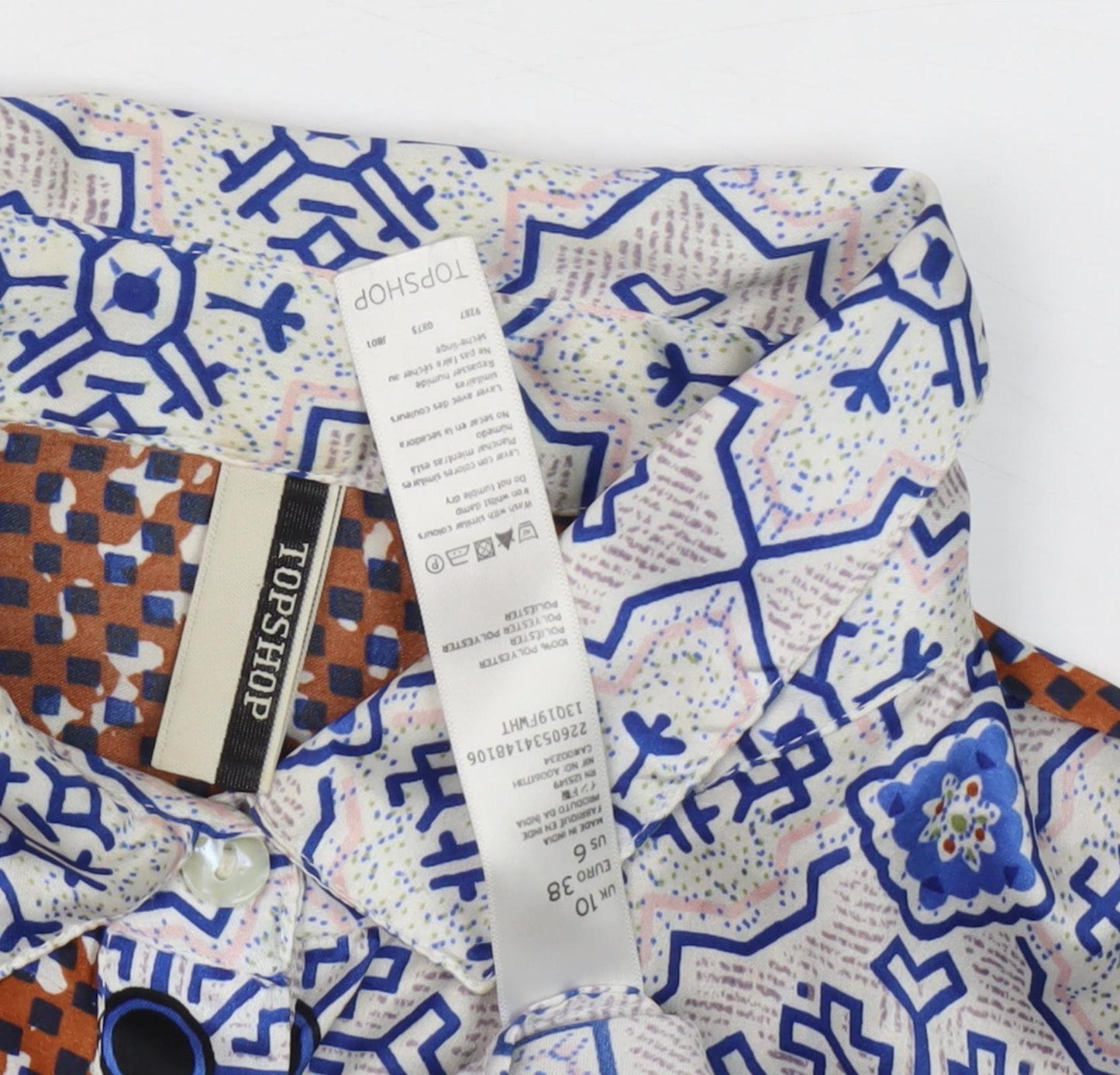 Womens UK Size 10 Topshop Blue Basic Button-Up