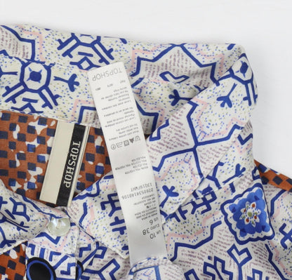 Womens UK Size 10 Topshop Blue Basic Button-Up