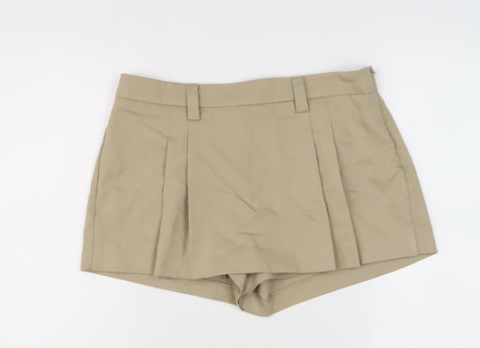 Stradivarius Women's Beige Chino Shorts, Size 10, Casual, Pleated