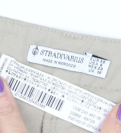 Stradivarius Women's Beige Chino Shorts, Size 10, Casual, Pleated