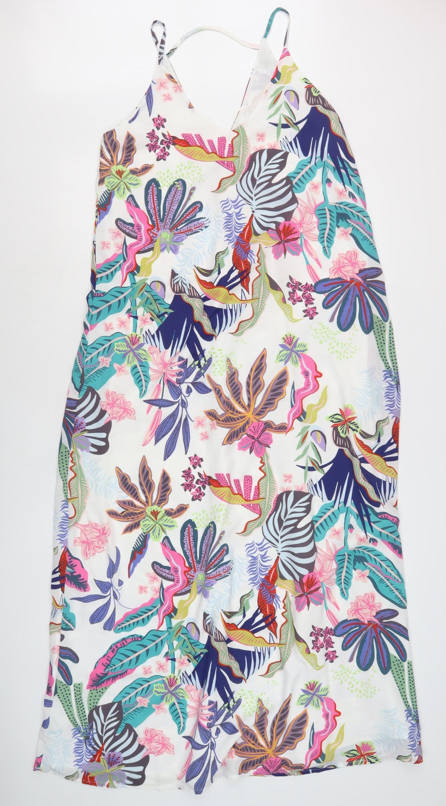 ONLY Women's Multicoloured Floral Slip Dress V-Neck Size 6