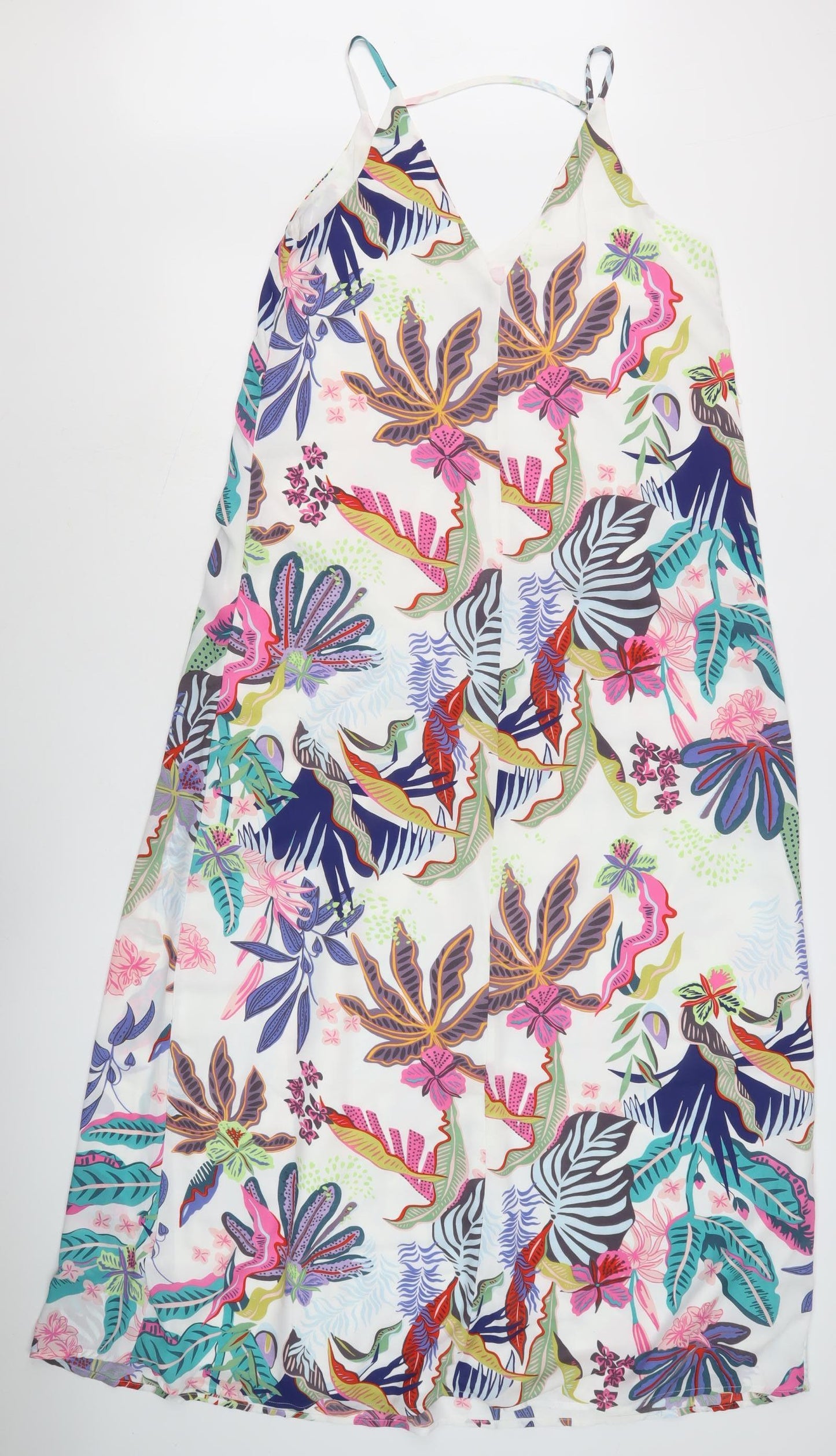 ONLY Women's Multicoloured Floral Slip Dress V-Neck Size 6