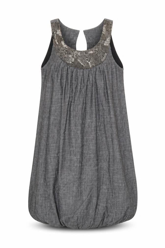 Next Women's Grey Beaded Sleeveless Dress Size 10