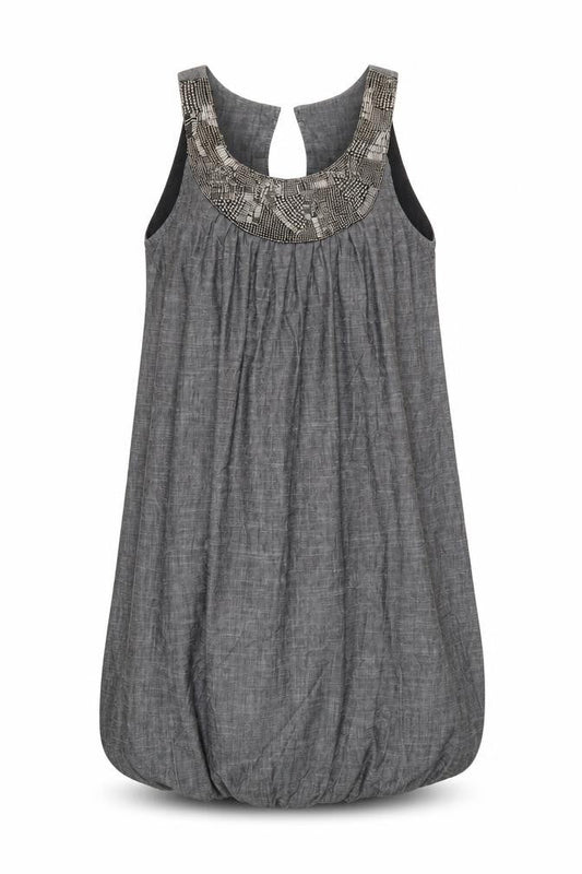 Next Women's Grey Beaded Sleeveless Dress Size 10
