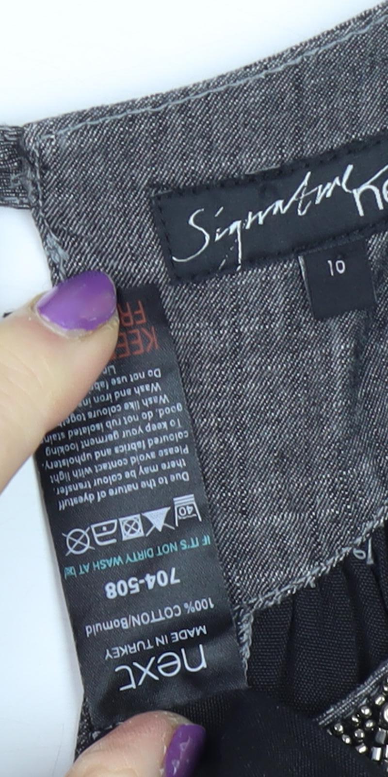 Next Women's Grey Beaded Sleeveless Dress Size 10